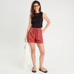Short regular contenant du lin vieux rose femme