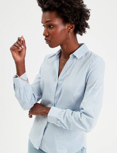 Chemise manches longues bleu ciel femme