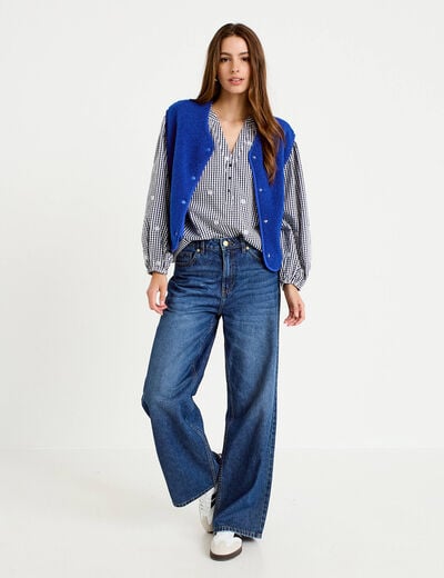 Gilet sans manches effet polaire bleu electrique femme