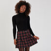 Pull col roulé côtelé noir femme