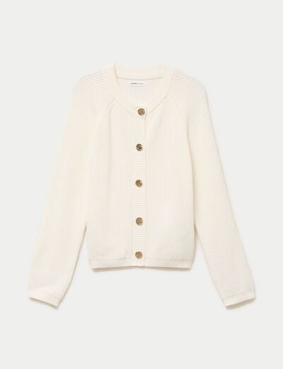 Gilet manches longues ecru femme