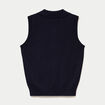 Polo sans manches col chemise brod&eacute; bleu marine femme