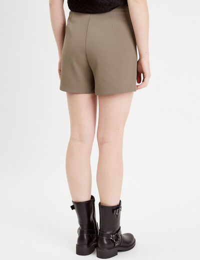Jupe-short évasée vert kaki femme
