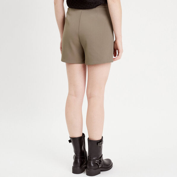 Jupe-short évasée vert kaki femme