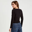 T-shirt manches longues côtelé noir femme