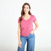 T-shirt col v manches courtes vieux rose femme