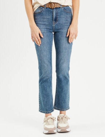Jeans flare ceinturé denim double stone femme