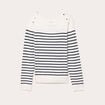 Pull fin manches longues encolure bateau bleu marine femme