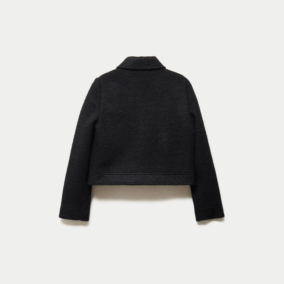 Veste cropped en bouclette noir femme