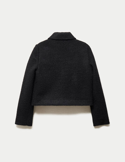 Veste cropped en bouclette noir femme