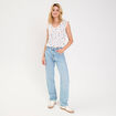 Blouse courte sans manches dentelle blanc femme