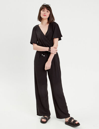 Combinaison pantalon fluide noir femme