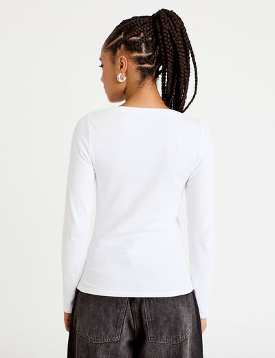 T-shirt col bateau blanc femme