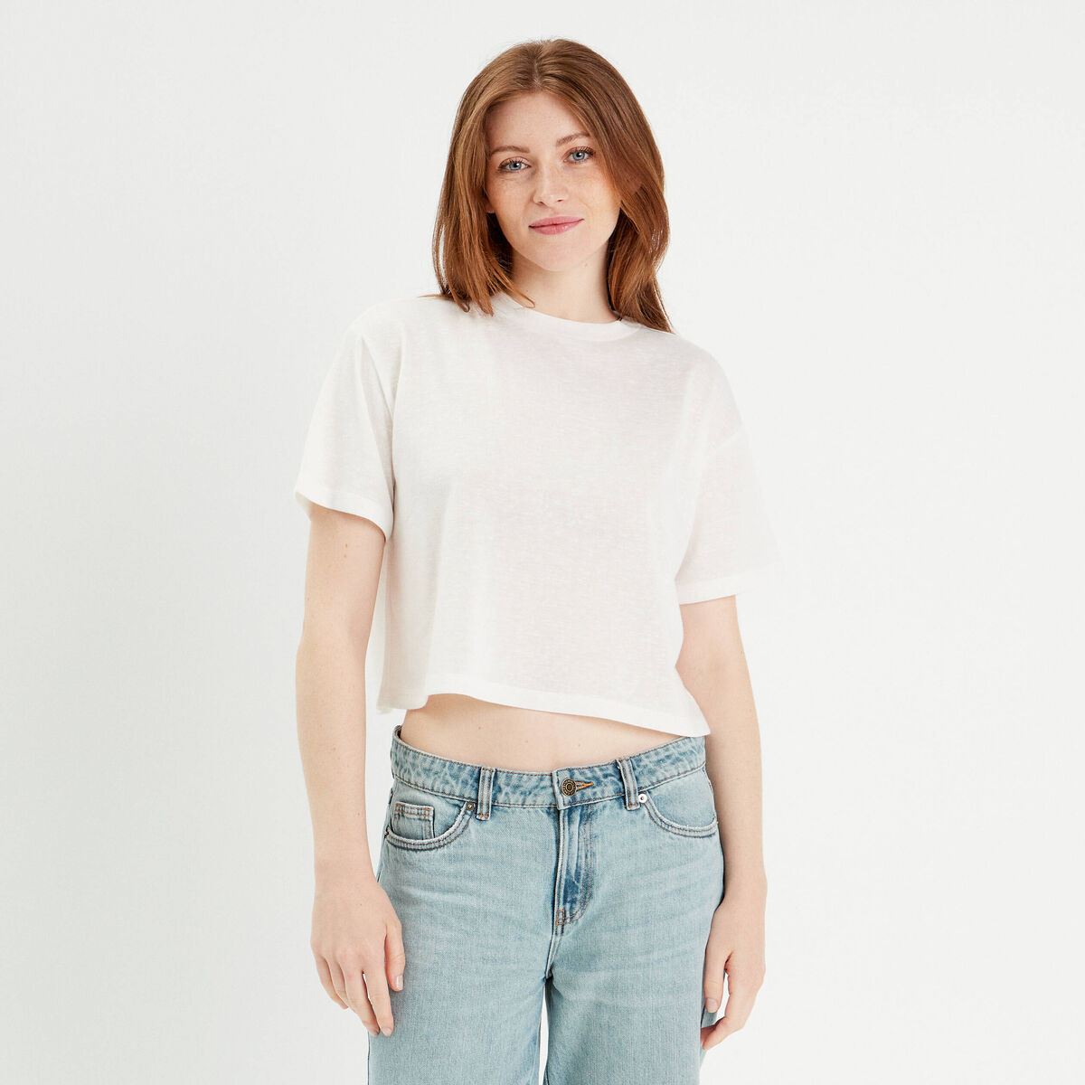 T-shirt manches courtes ecru femme