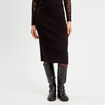 Jupe tricot midi droite noir femme