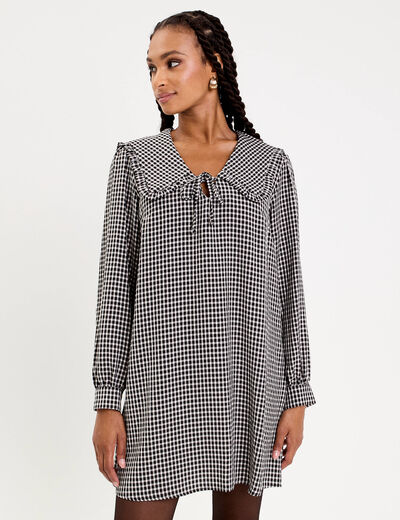 Robe col V noir femme