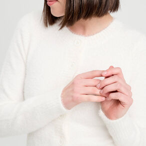 Gilet manches longues cropped ecru femme