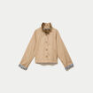 Veste droite col montant manches longues beige femme