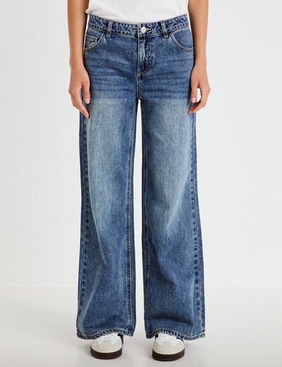 Jean wide leg taille basse denim triple stone femme