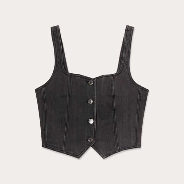 Bustier en jean noir femme