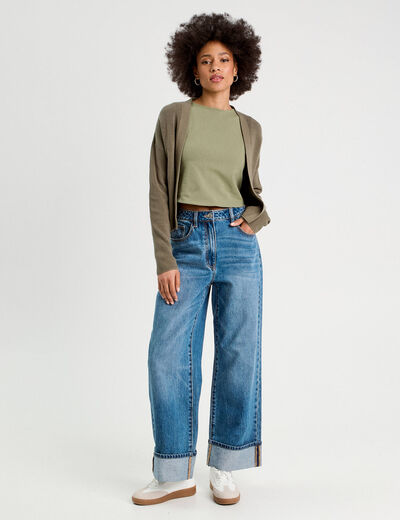 Débardeur cropped vert kaki femme