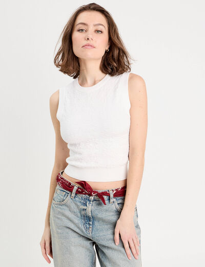 D&eacute;bardeur textur&eacute; blanc femme