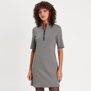 robe droite col montant zippe noir femme Robe droite col montant zippé noir femme