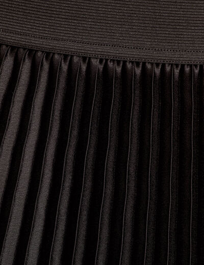 Jupe longue patineuse plissée noir femme