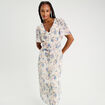 Robe midi évasée col en V blanc femme
