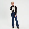 Gilet sans manches velours ecru femme