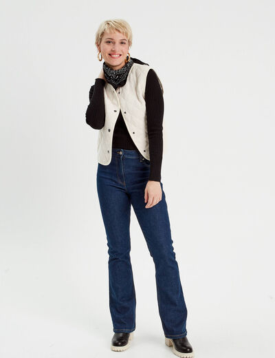 Gilet sans manches velours ecru femme