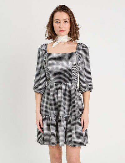 Robe évasée manches 3/4 blanc femme