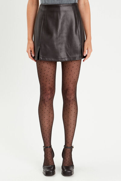 Jupe-short ajustée simili cuir noir femme