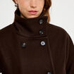 Veste chin&eacute;e col montant manches longues marron fonc&eacute; femme