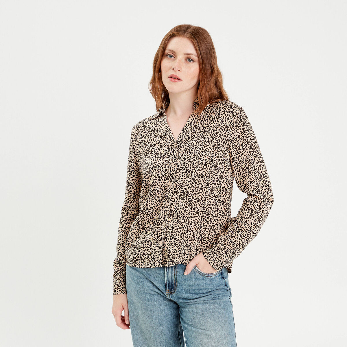 Chemise manches longues ecru femme