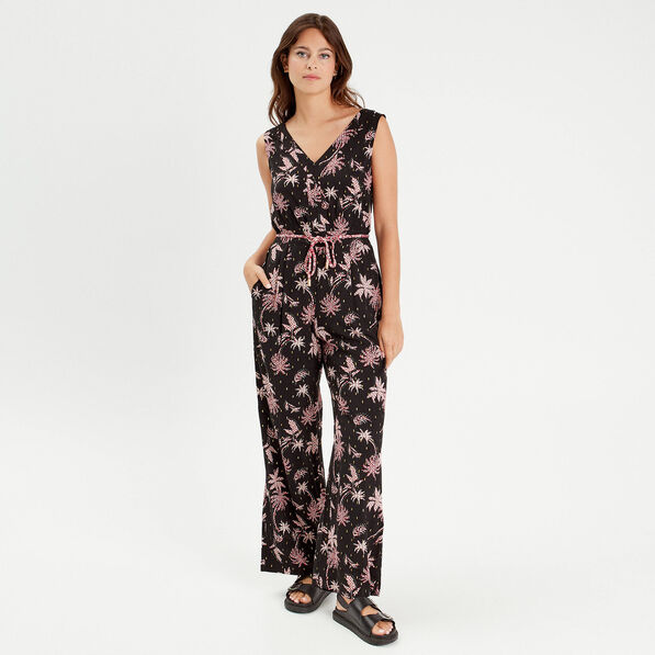 Combinaison pantalon large noir femme