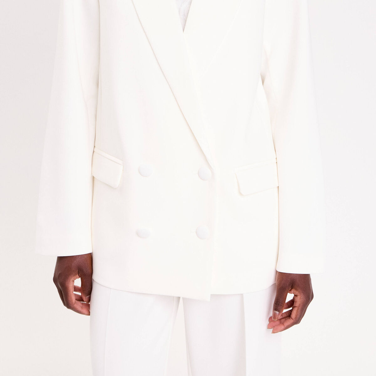 Blazer col classique manches longues ecru femme