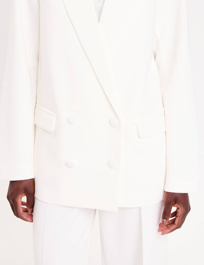 Blazer col classique manches longues ecru femme