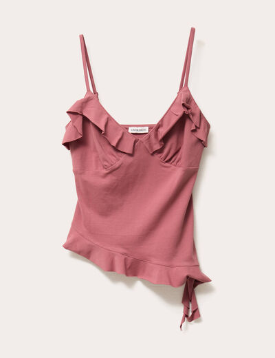 Débardeur asymétrique vieux rose femme