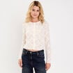 Gilet duveteux dentelle ivoire femme