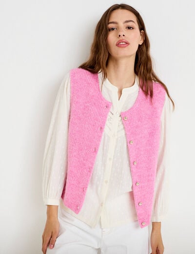 Gilet sans manches rose fushia femme