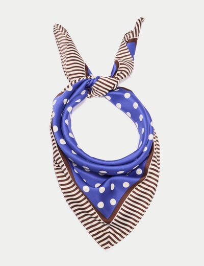 Foulard satin&eacute; soyeux bleu electrique femme