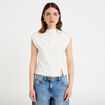 T-shirt ajust&eacute; sans manches ecru femme