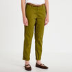 Pantalon chino 7/8&egrave;me vert kaki femme
