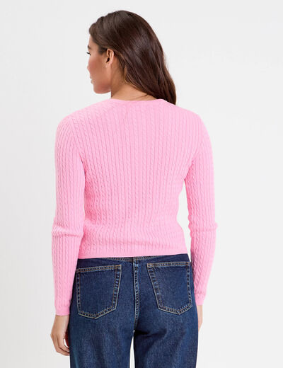 Gilet ajusté en coton manches longues rose femme
