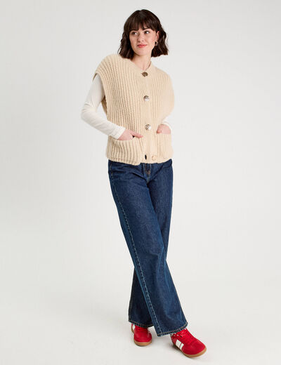 Gilet sans manches ecru femme