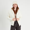 Gilet doublé à capuche ecru femme