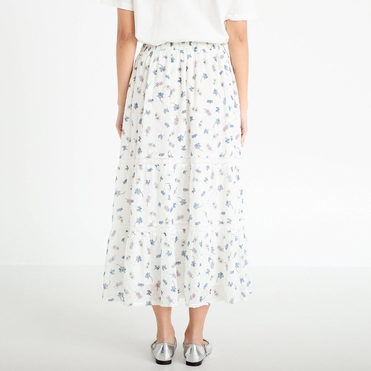 Jupe longue &eacute;vas&eacute;e Bridgerton blanc femme