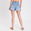 Short mom taille haute en jean denim double stone femme