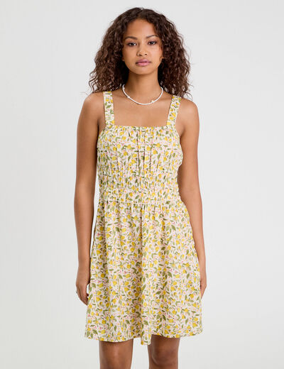 Robe évasée bretelles fines blanc femme